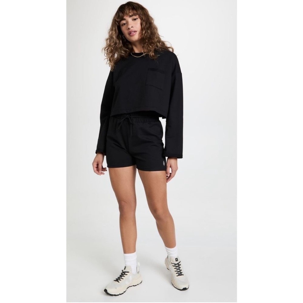 Free People 2 Piece Set, Sunny Set Athleisure Lounge Cropped Sweatshirt & Shorts - Picture 4 of 10